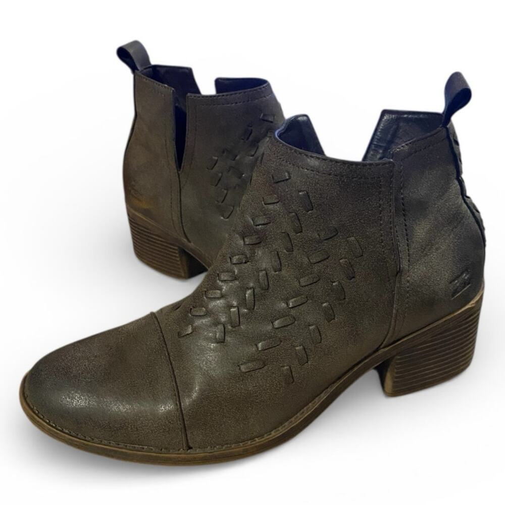 Billibong Cutting Loose Women's Ankle Boots 9 Jafthouf Green Woven Leather Heel